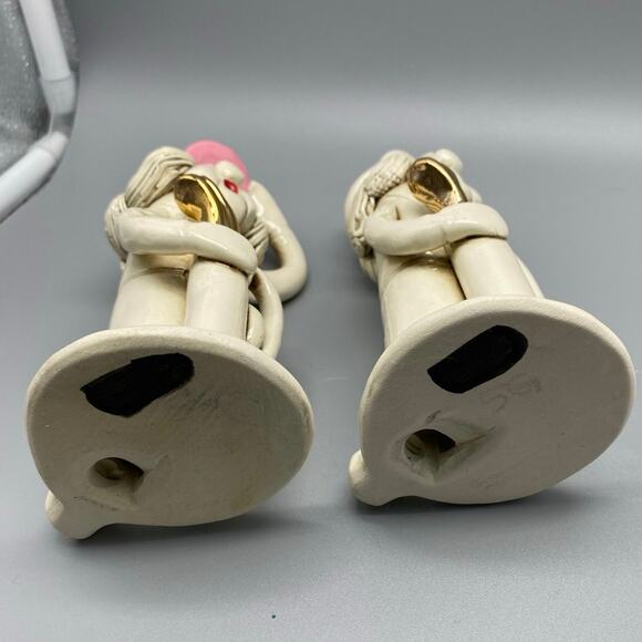 Tweeples World Ceramic Lady Golfer Joe Peck. whimsical Also a whistle. Set of 2 - Picture 8 of 10